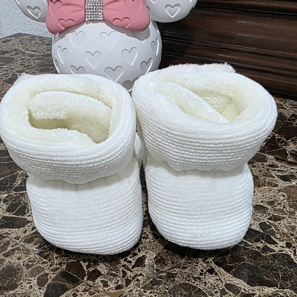 Cozy White Baby Booties